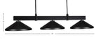 Wellington Three Light Bar in Matte Black with Matte Black Metal Shade Shade