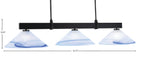 Wellington Three Light Bar in Matte Black with Blue Swirl Shade