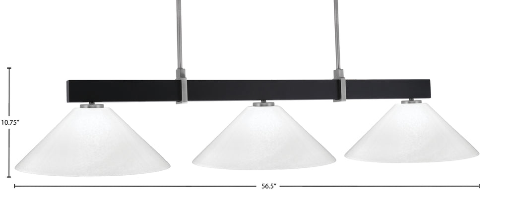 Wellington Three Light Bar in Matte Black & Graphite with White Marble Shade