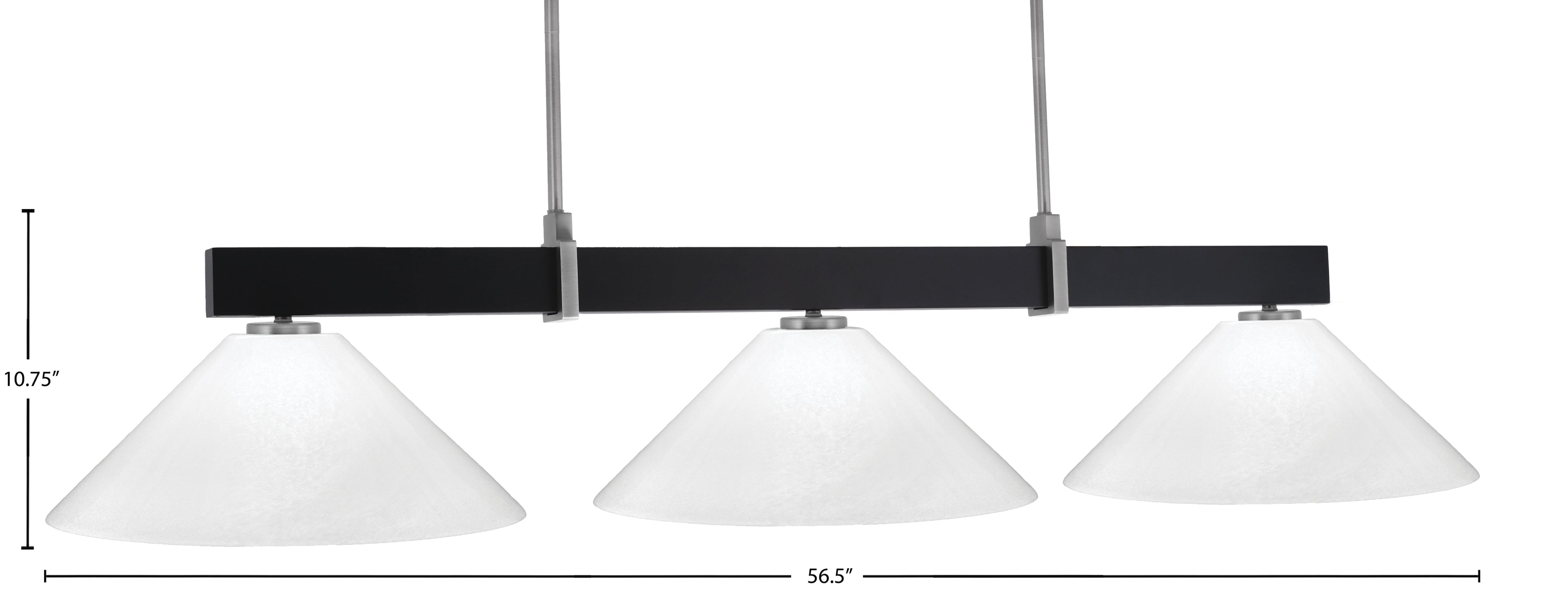 Wellington Three Light Bar in Matte Black & Graphite with White Marble Shade
