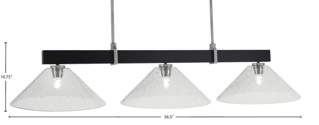 Wellington Three Light Bar in Matte Black & Graphite with Smoke Bubble Shade