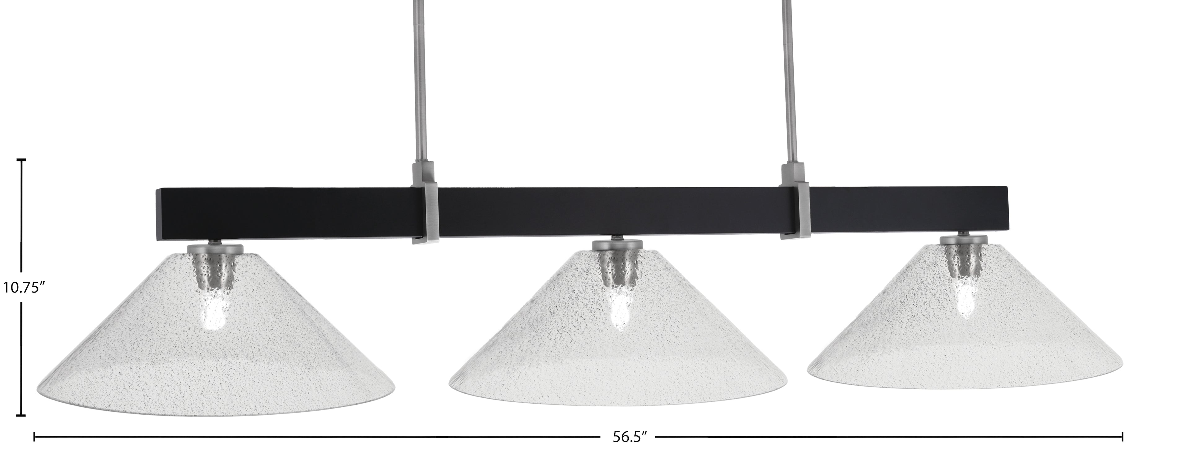 Wellington Three Light Bar in Matte Black & Graphite with Smoke Bubble Shade