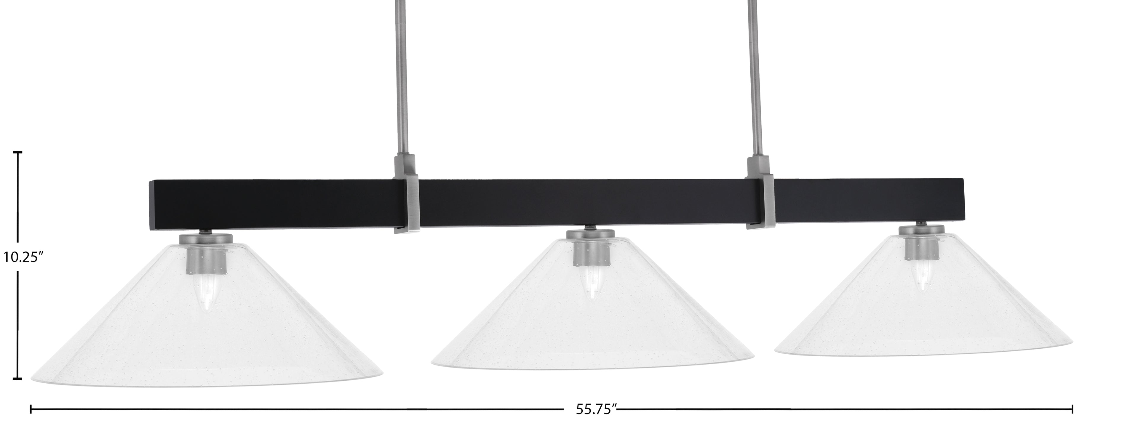 Wellington Three Light Bar in Matte Black & Graphite with Clear Bubble Shade