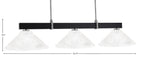 Wellington Three Light Bar in Matte Black & Graphite with Italian Bubble Shade