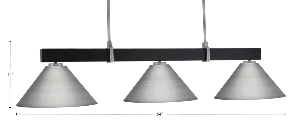 Wellington Three Light Bar in Matte Black & Graphite with Matte Black Metal Shade Shade