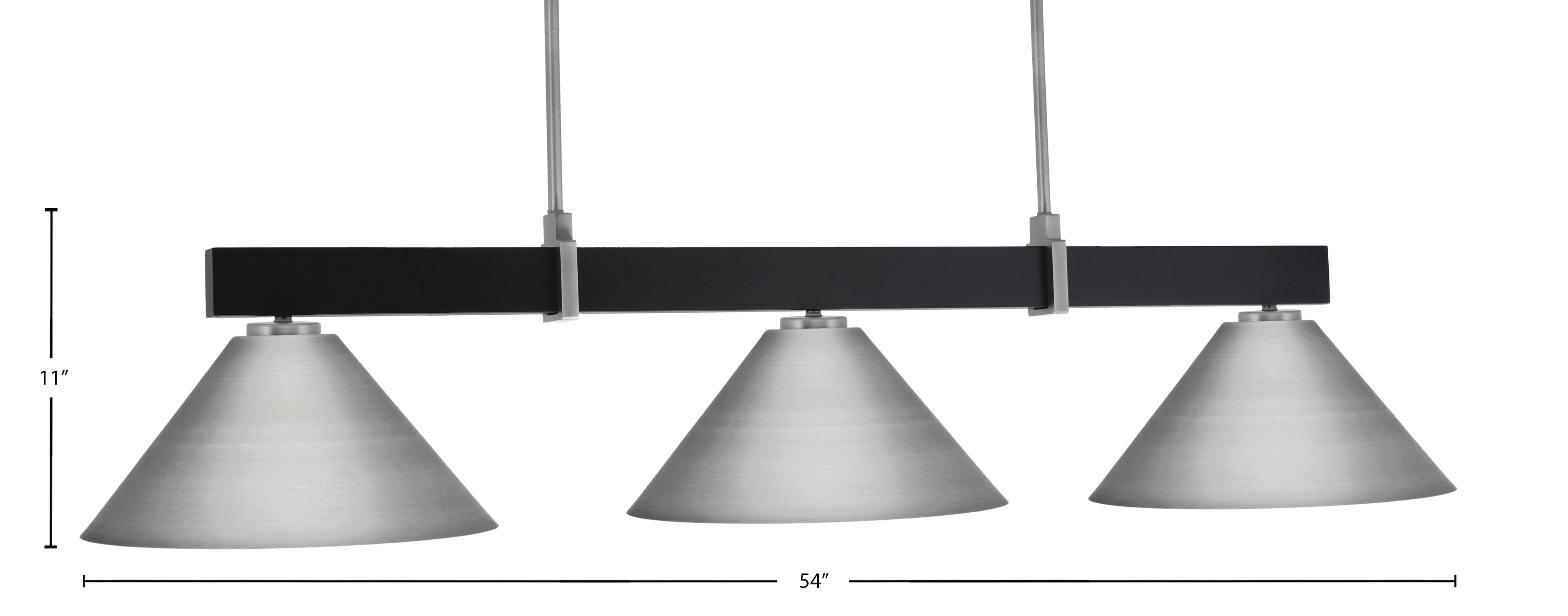Wellington Three Light Bar in Matte Black & Graphite with Matte Black Metal Shade Shade