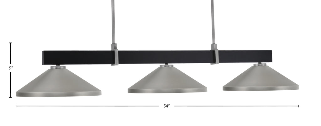 Wellington Three Light Bar in Matte Black & Graphite with Matte Black Metal Shade Shade