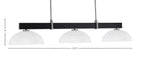 Wellington Three Light Bar in Matte Black & Graphite with Clear Ribbed Shade
