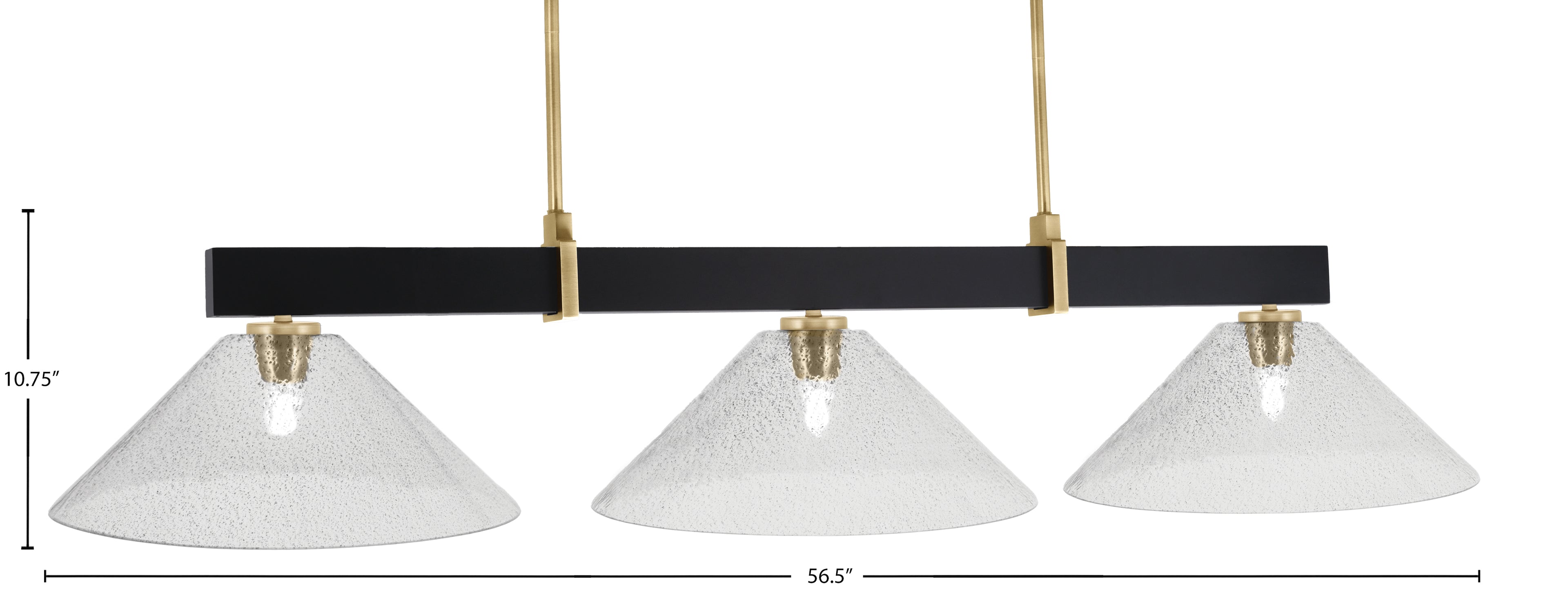 Wellington Three Light Bar in Matte Black & New Age Brass with Smoke Bubble Shade