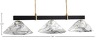 Wellington Three Light Bar in Matte Black & New Age Brass with Onyx Swirl Shade