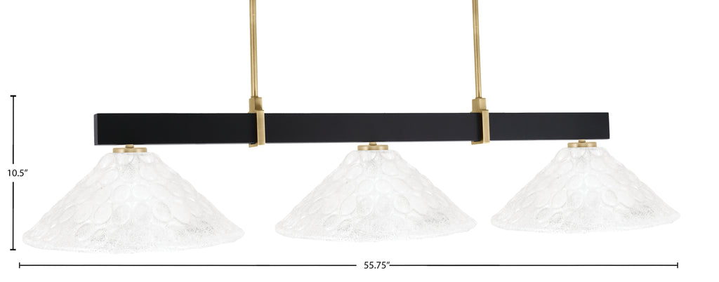 Wellington Three Light Bar in Matte Black & New Age Brass with Italian Bubble Shade