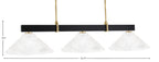 Wellington Three Light Bar in Matte Black & New Age Brass with Italian Bubble Shade