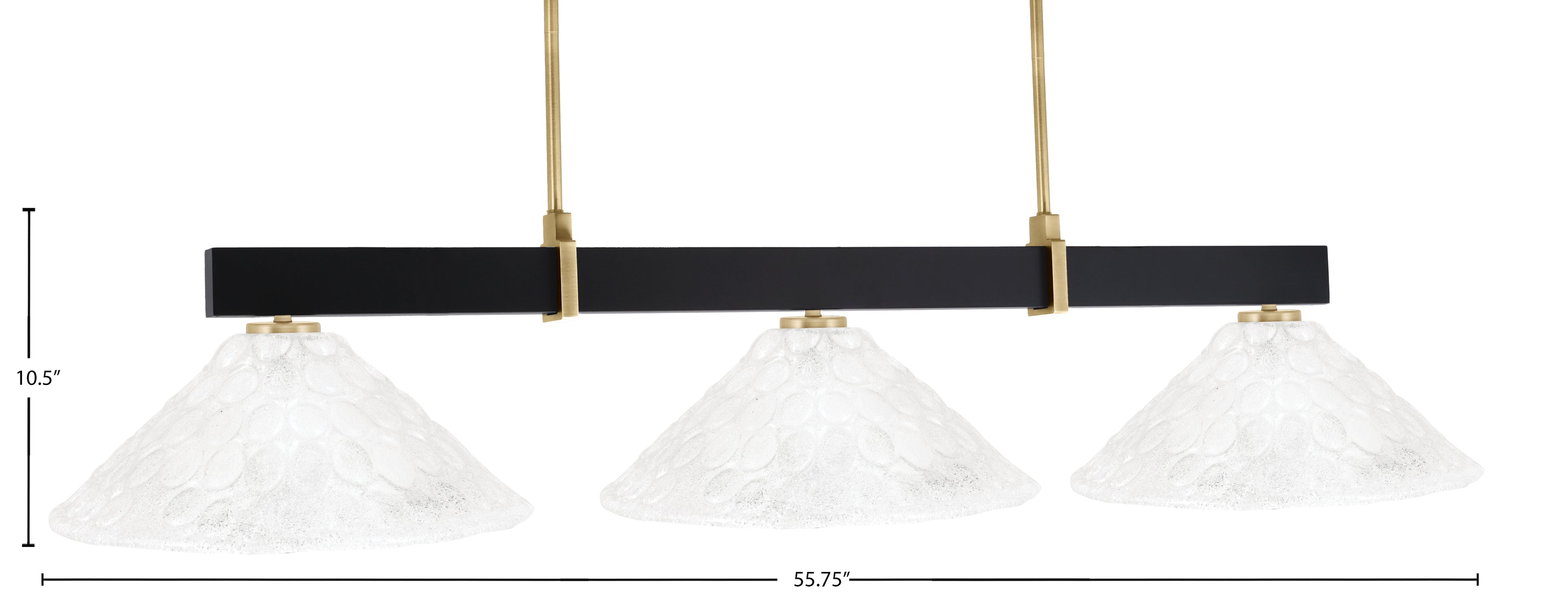 Wellington Three Light Bar in Matte Black & New Age Brass with Italian Bubble Shade