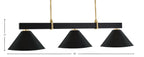 Wellington Three Light Bar in Matte Black & New Age Brass with Matte Black Metal Shade Shade