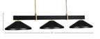 Wellington Three Light Bar in Matte Black & New Age Brass with Matte Black Metal Shade Shade