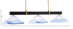 Wellington Three Light Bar in Matte Black & New Age Brass with Blue Swirl Shade