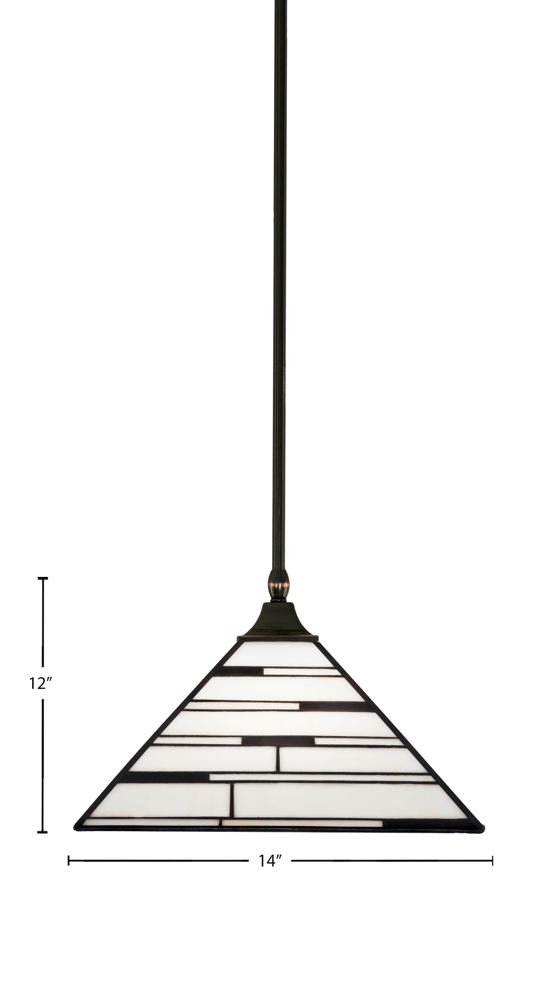 Any One Light Pendant in Black Copper with 14" Pearl Ebony Art Glass Shade