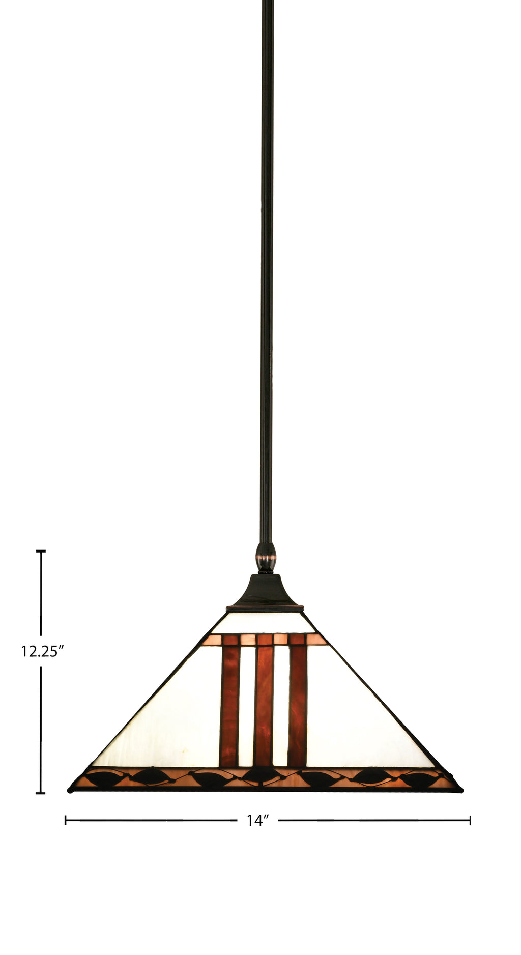 Any One Light Pendant in Black Copper with 14" Purple & Metal Leaf Art Glass Shade