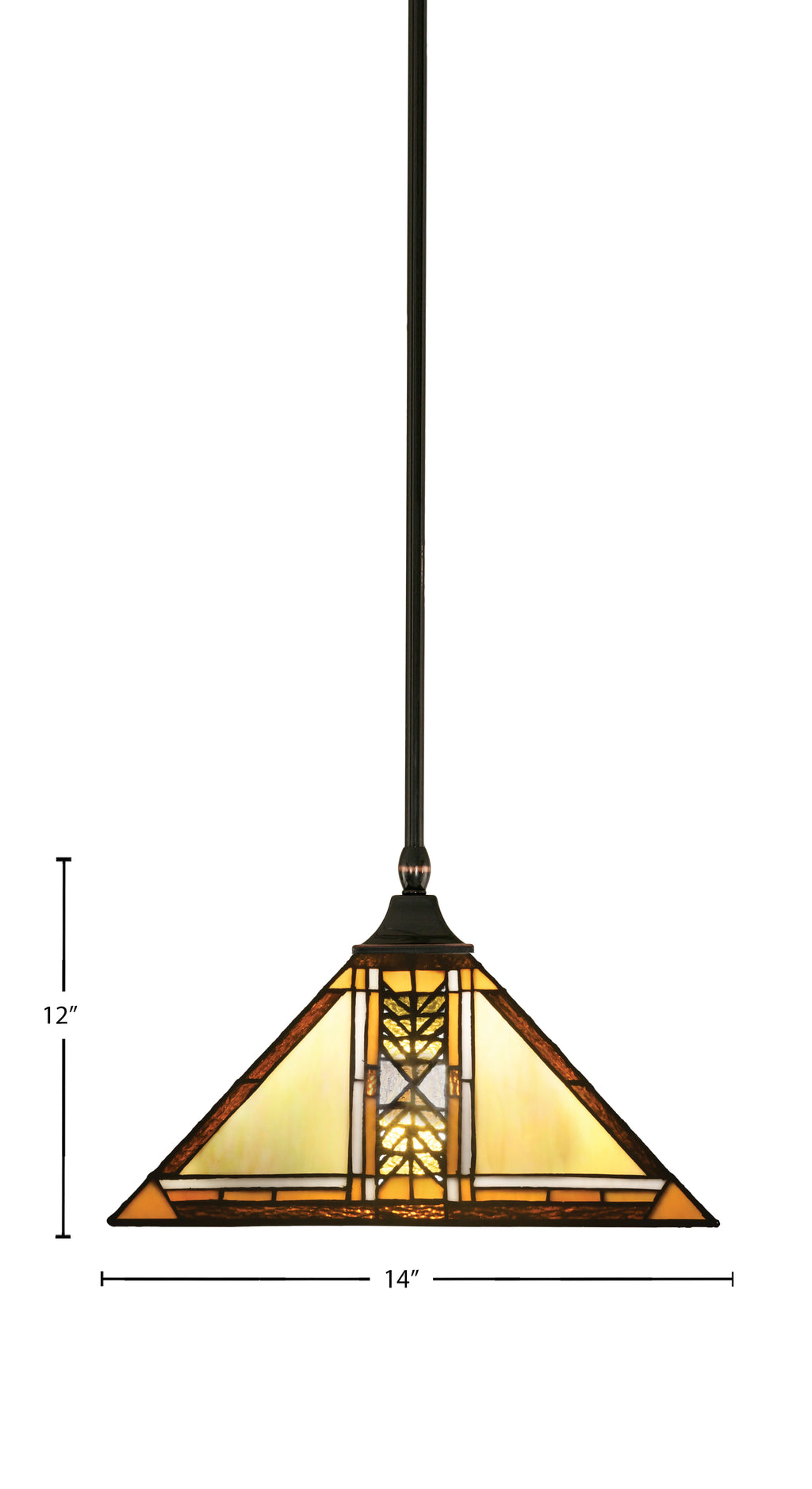 Any One Light Pendant in Black Copper with 14" Santa Cruz Art Glass Shade