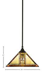 Any One Light Pendant in Black Copper with 14" Santa Cruz Art Glass Shade