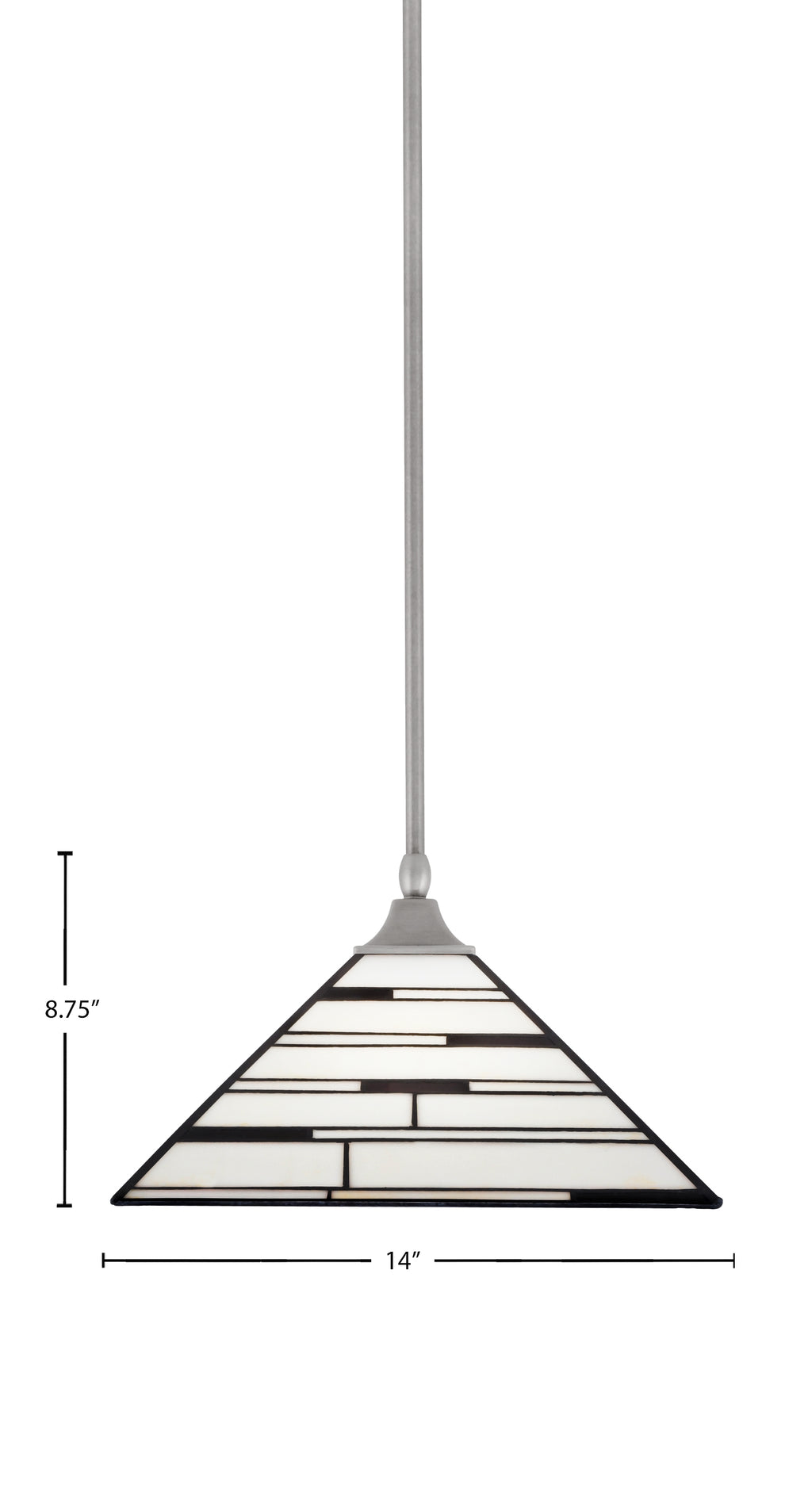 Any One Light Pendant in Brushed Nickel with 14" Pearl Ebony Art Glass Shade