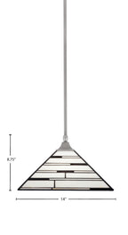 Any One Light Pendant in Brushed Nickel with 14" Pearl Ebony Art Glass Shade