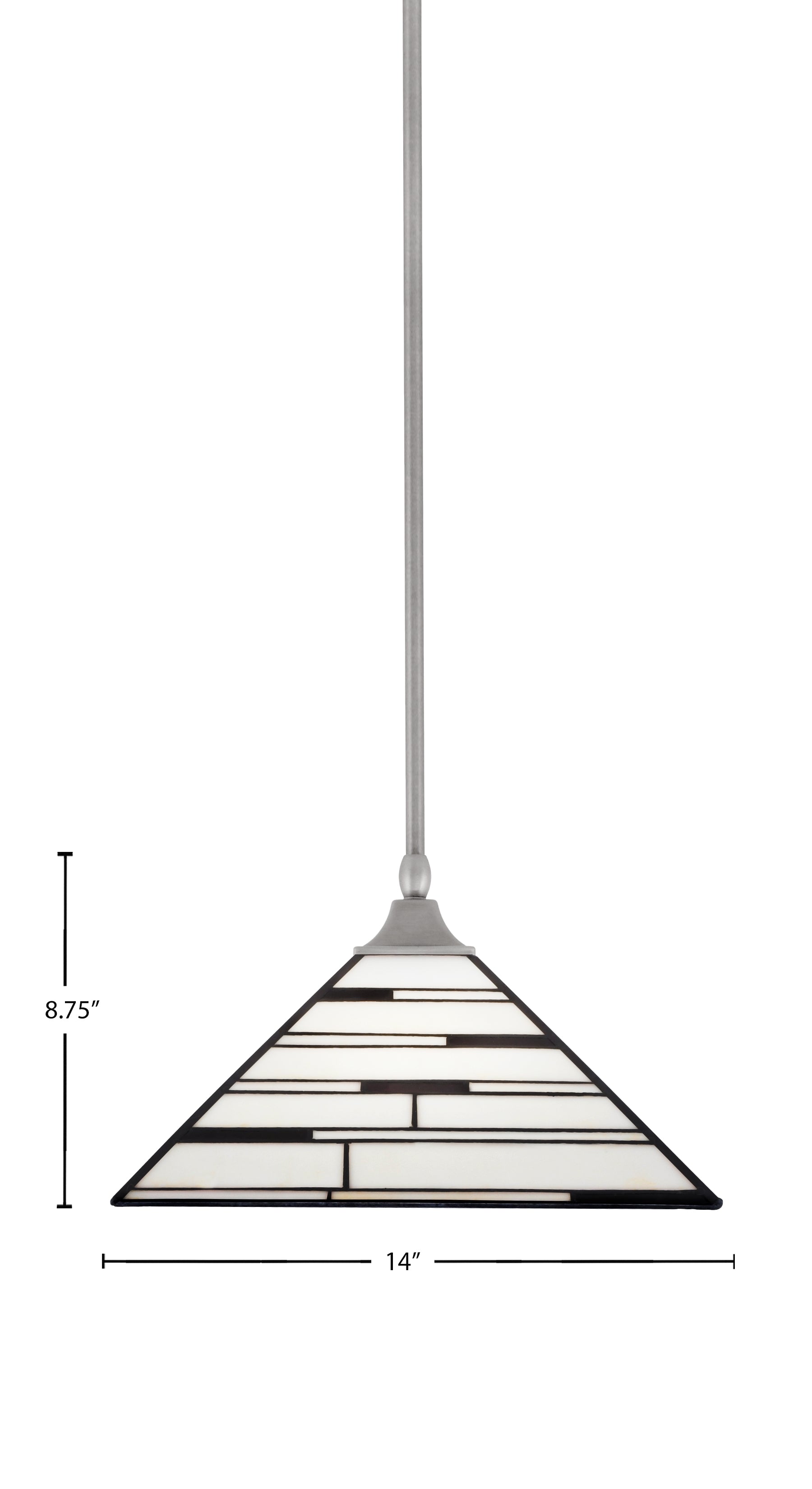Any One Light Pendant in Brushed Nickel with 14" Pearl Ebony Art Glass Shade