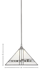 Stem/Square One Light Pendant in Brushed Nickel with New Deco Art Glass Shade