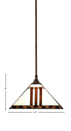 Any One Light Pendant in Bronze with 14" Purple & Metal Leaf Art Glass Shade