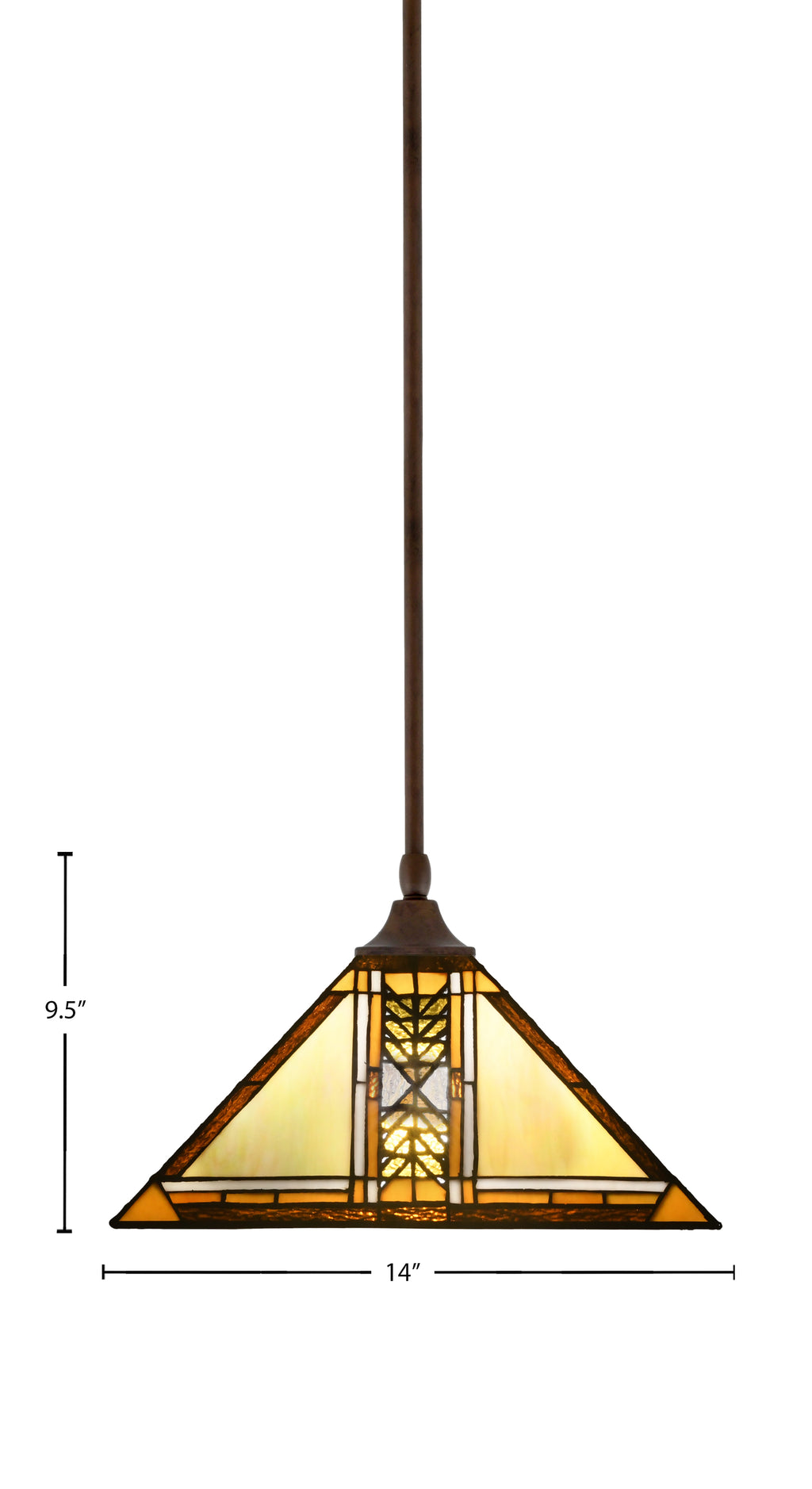 Any One Light Pendant in Bronze with 14" Santa Cruz Art Glass Shade