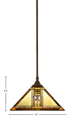 Any One Light Pendant in Bronze with 14" Santa Cruz Art Glass Shade