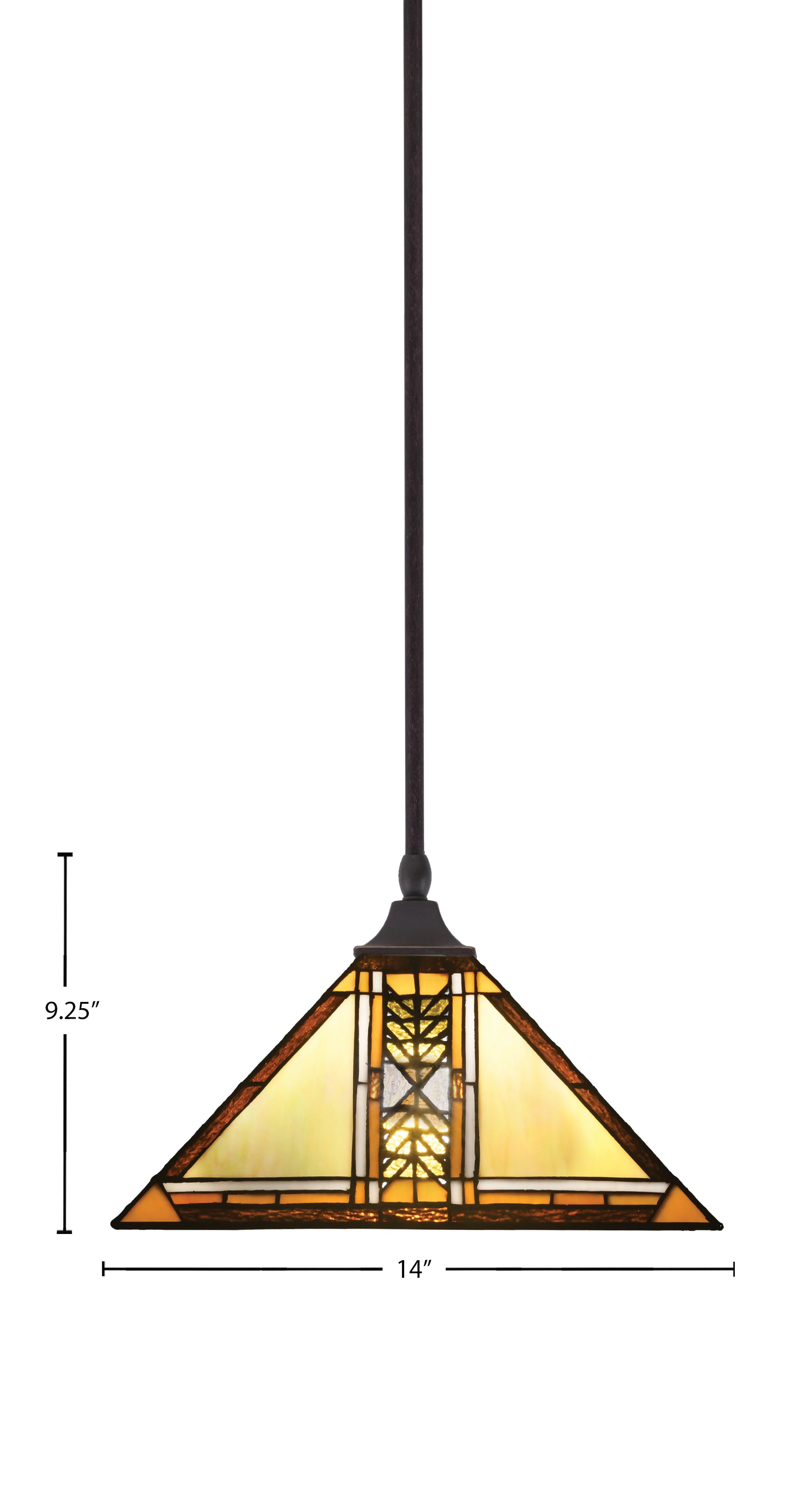 Any One Light Pendant in Dark Granite with 14" Santa Cruz Art Glass Shade