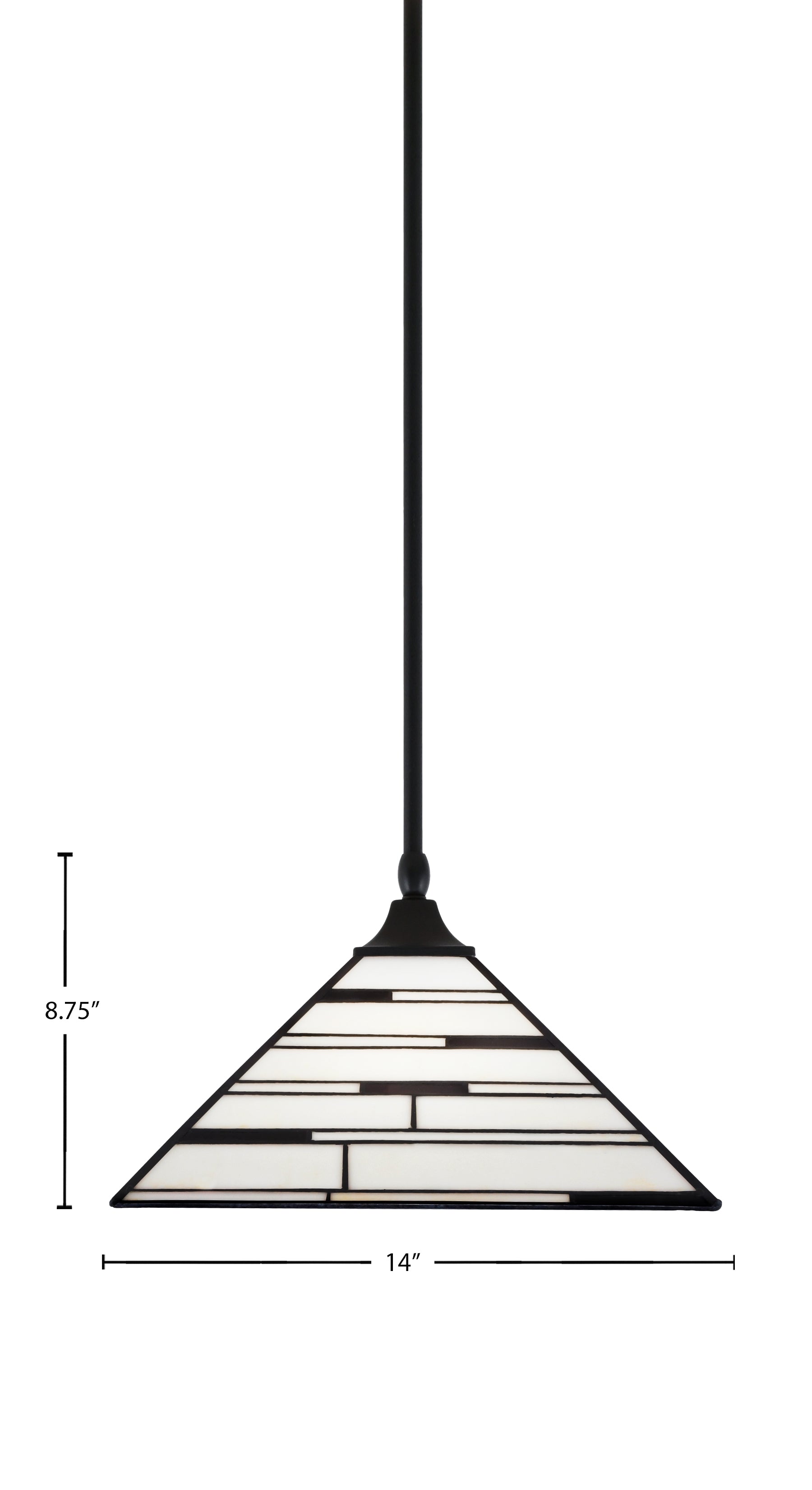 Any One Light Pendant in Matte Black with 14" Pearl Ebony Art Glass Shade