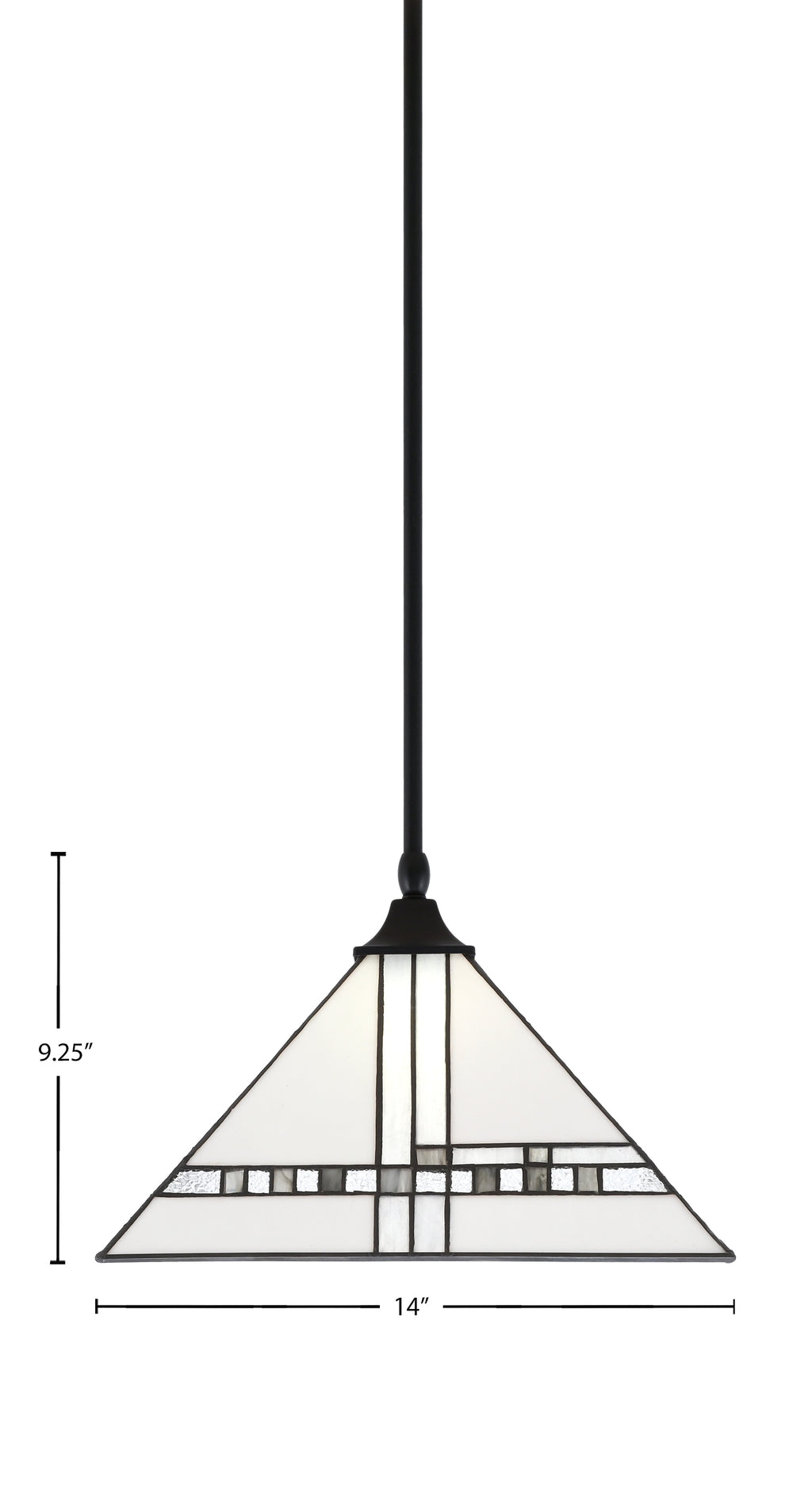 Any One Light Pendant in Matte Black with 14" New Deco Art Glass Shade