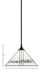 Any One Light Pendant in Matte Black with 14" New Deco Art Glass Shade