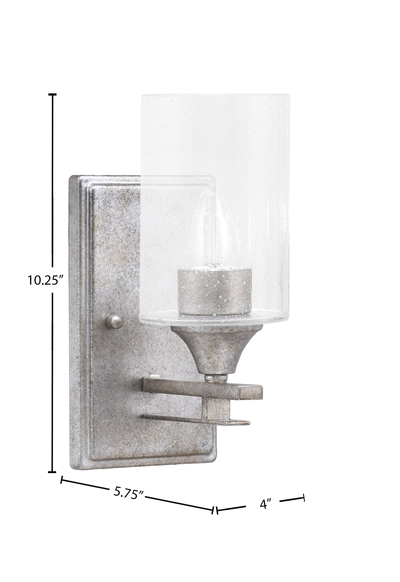 Uptowne One Light Wall Sconce in Aged Silver with 4" Clear Bubble Shade