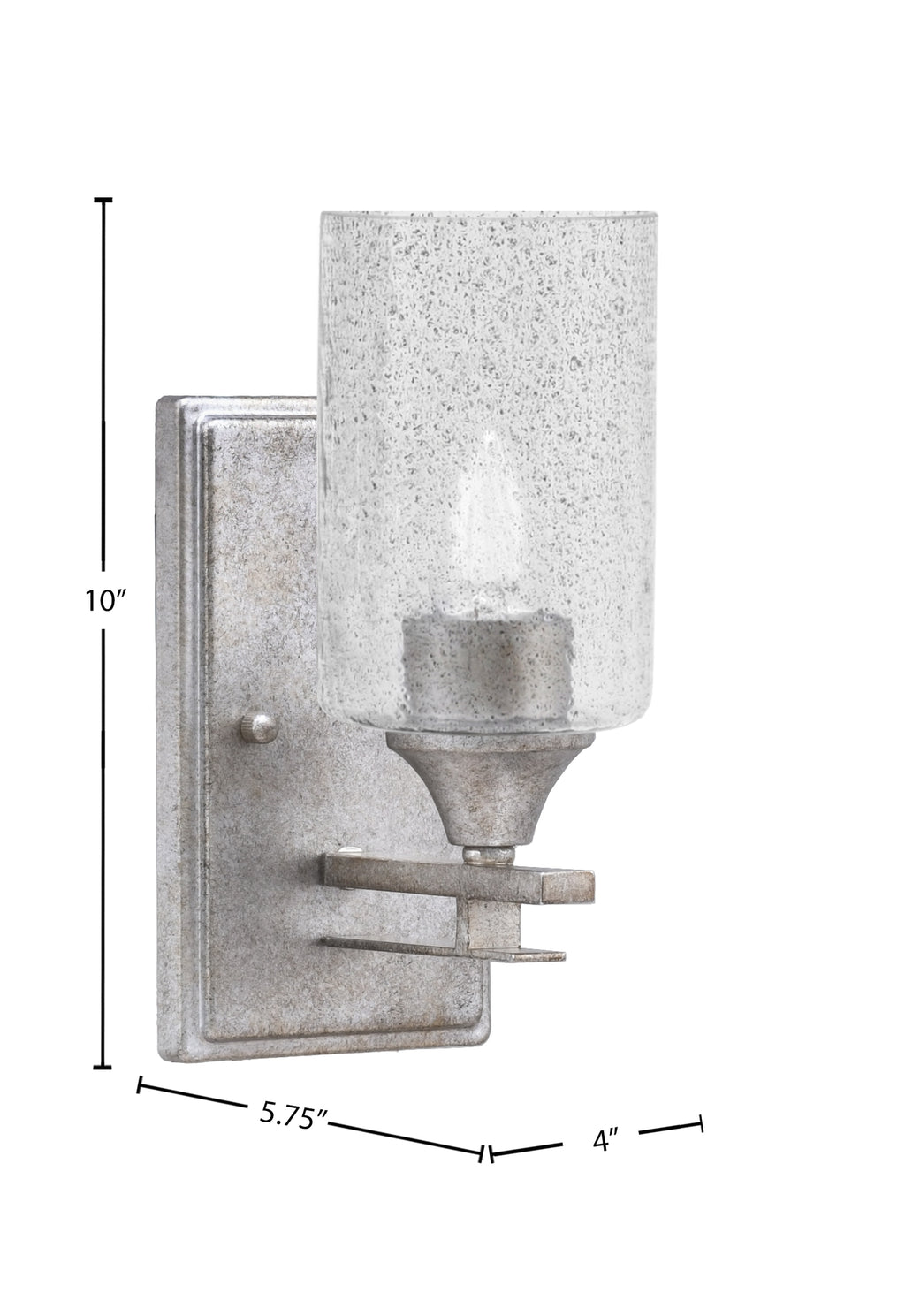 Uptowne One Light Wall Sconce in Aged Silver with 4" Smoke Bubble Shade