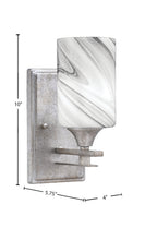 Uptowne One Light Wall Sconce in Aged Silver with 4" Onyx Swirl Shade