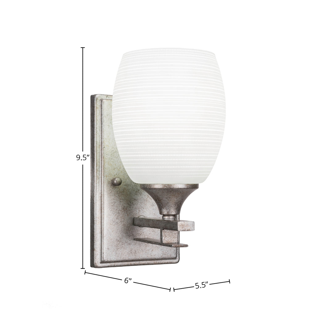 Uptowne One Light Wall Sconce in Aged Silver with 5" White Matrix Shade