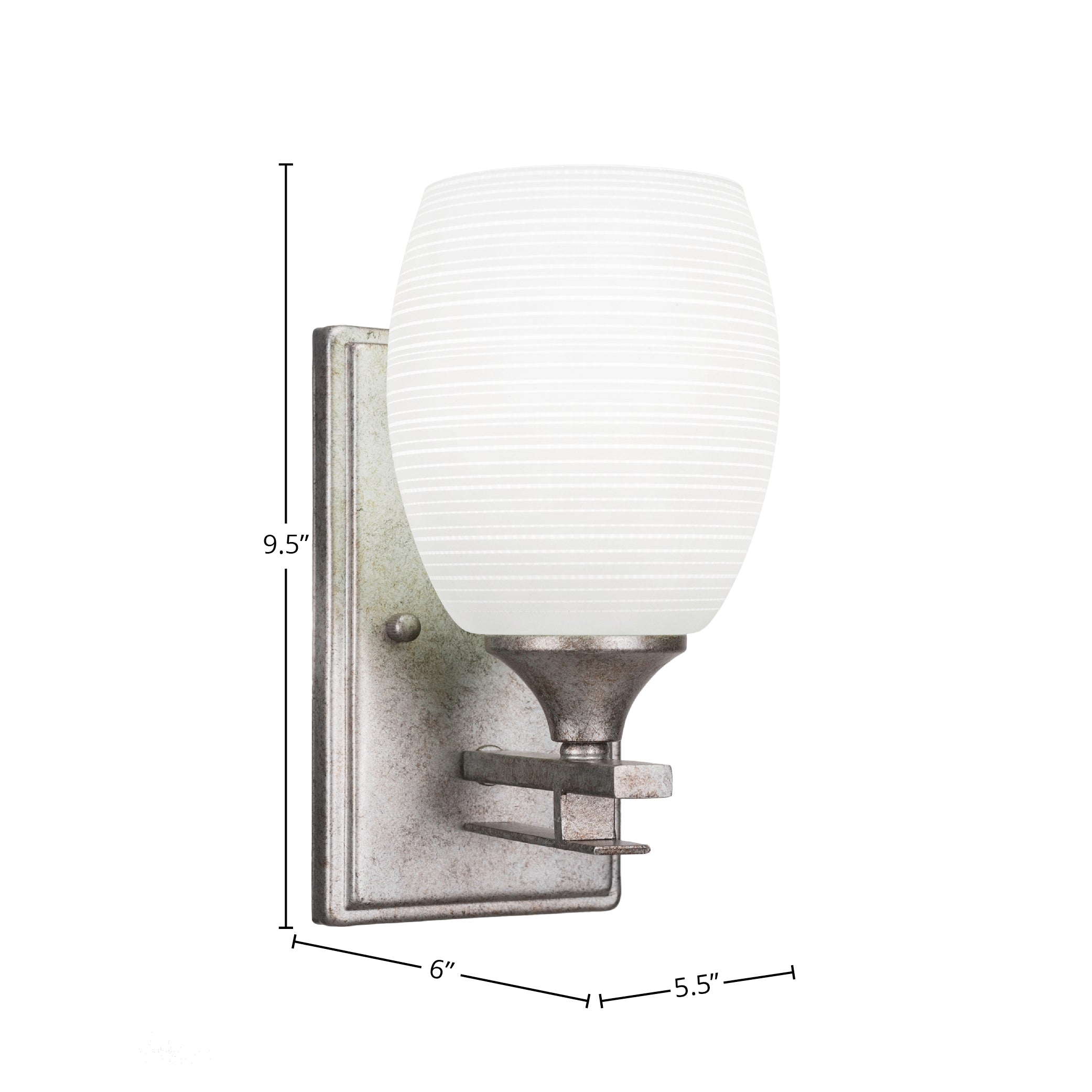 Uptowne One Light Wall Sconce in Aged Silver with 5" White Matrix Shade