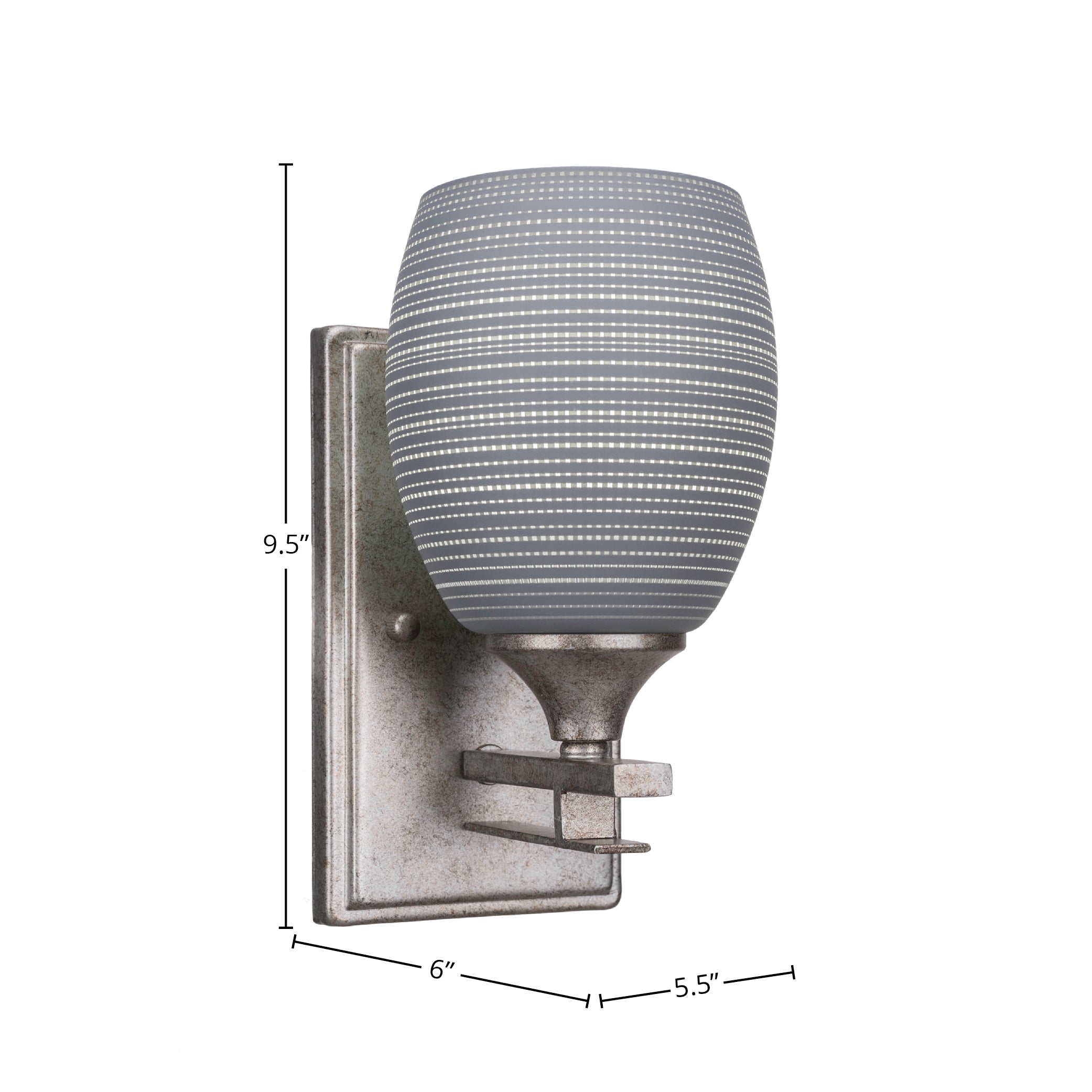 Uptowne One Light Wall Sconce in Aged Silver with 5" Gray Matrix Shade