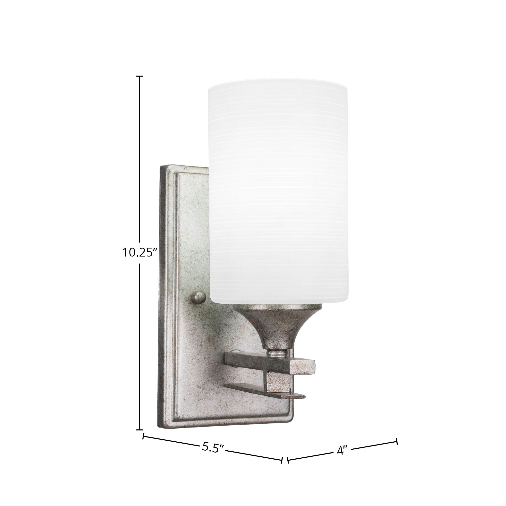 Uptowne One Light Wall Sconce in Aged Silver with 4" White Matrix Shade