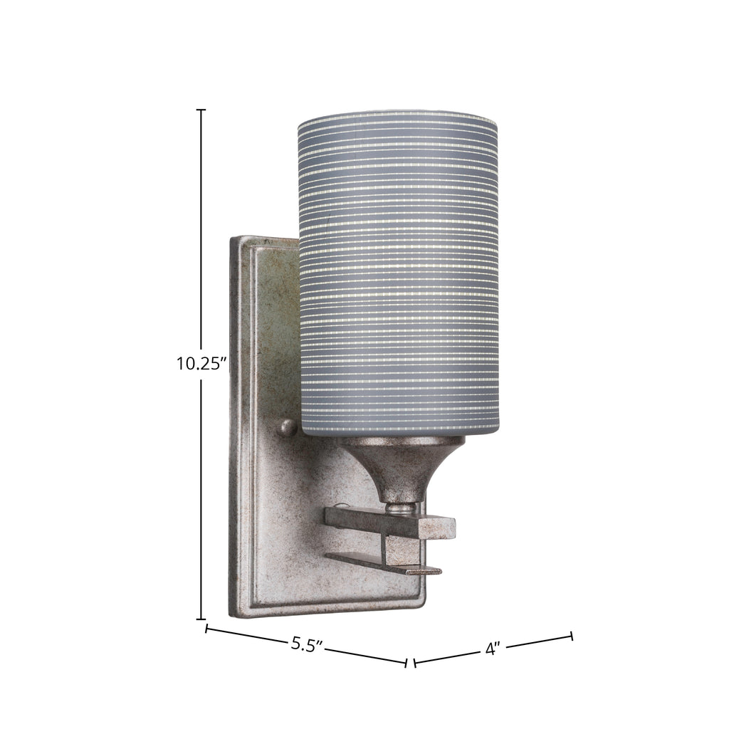 Uptowne One Light Wall Sconce in Aged Silver with 4" Gray Matrix Shade