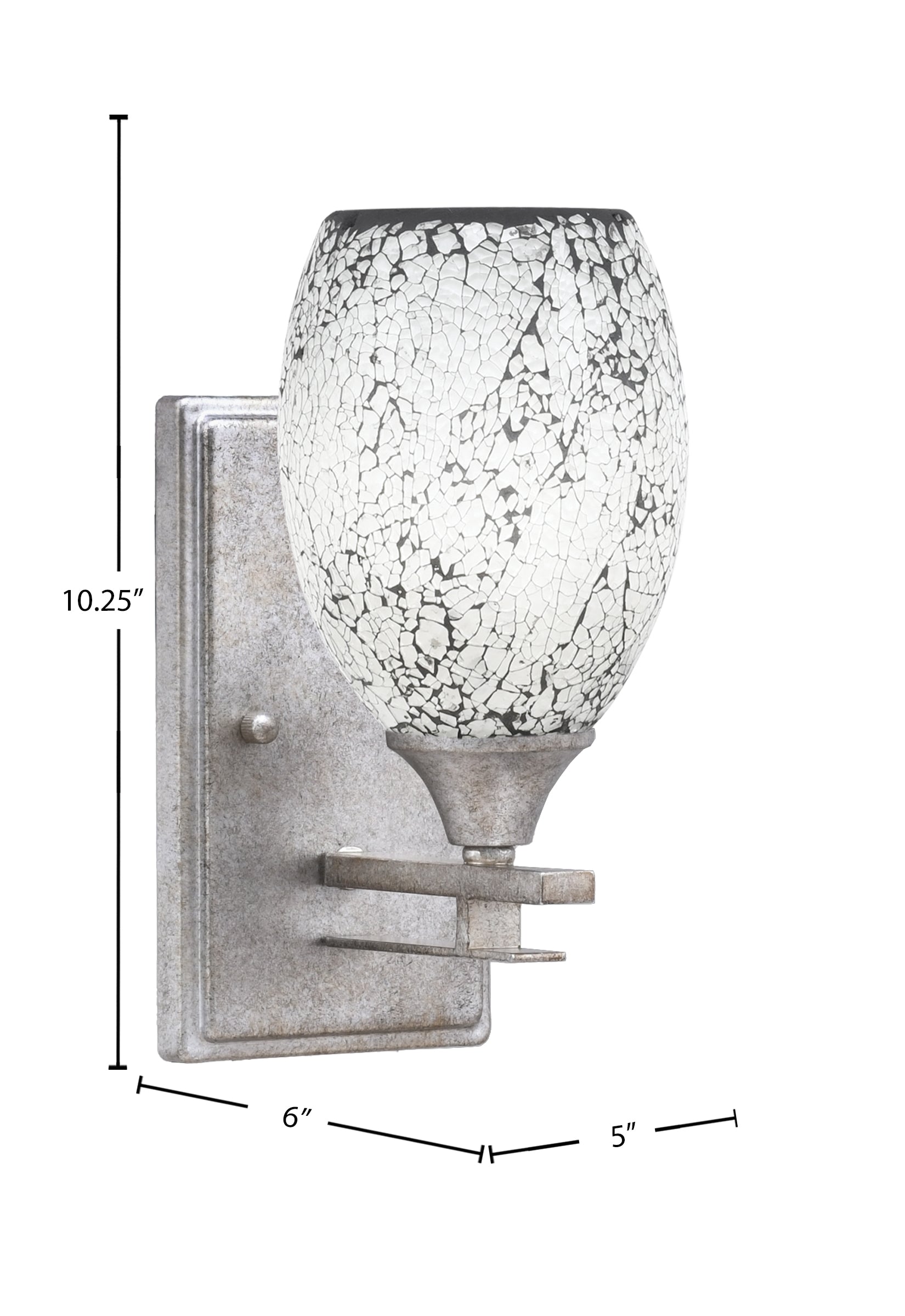 Uptowne One Light Wall Sconce in Aged Silver with 5" Black Fusion Shade
