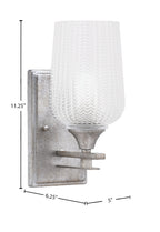 Uptowne One Light Wall Sconce in Aged Silver with 5" Clear Textured Shade