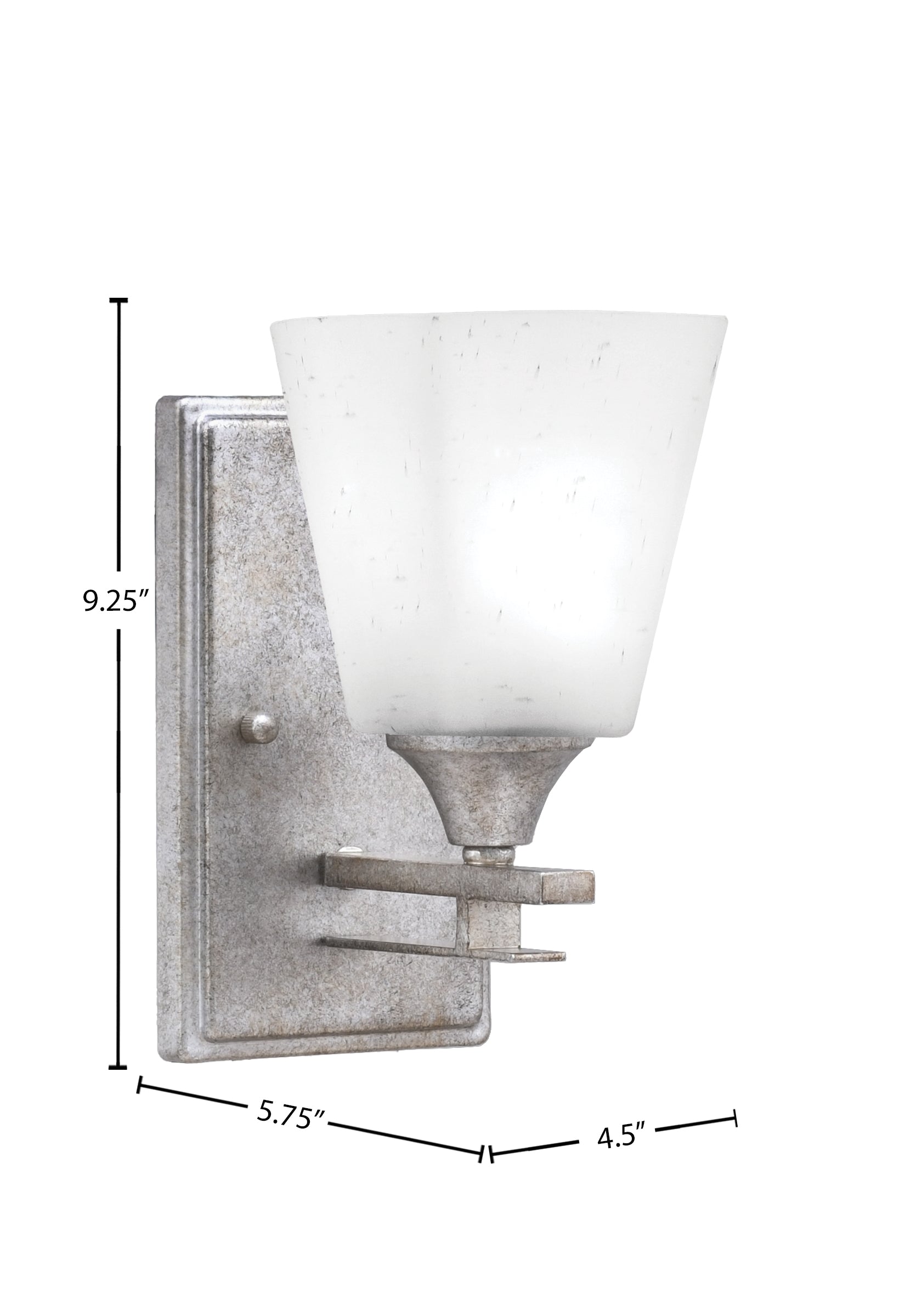 Uptowne One Light Wall Sconce in Aged Silver with 4.5" Square White Muslin Shade