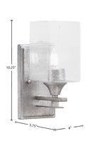 Uptowne One Light Wall Sconce in Aged Silver with 4" Square Clear Bubble Shade