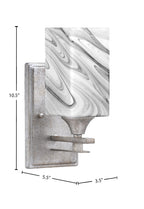 Uptowne One Light Wall Sconce in Aged Silver with 3.5" Square Onyx Swirl Shade