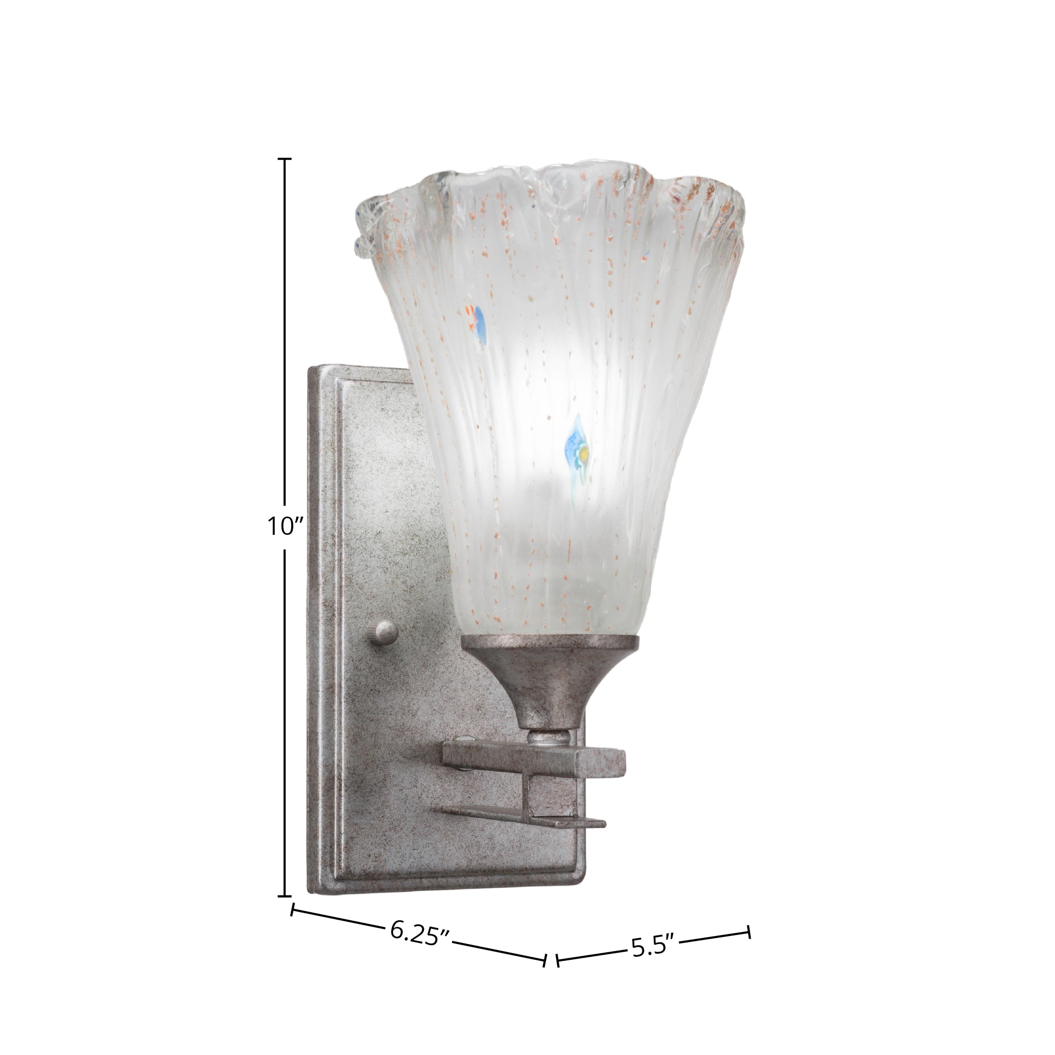 Uptowne One Light Wall Sconce in Aged Silver with 5.5" Fluted Frosted Crystal Shade