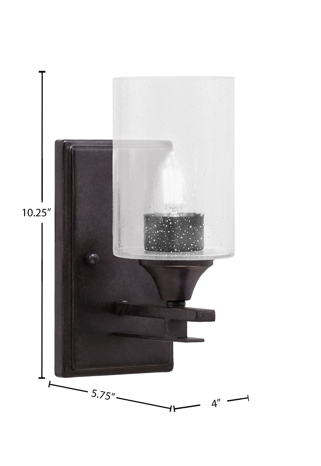 Uptowne One Light Wall Sconce in Dark Granite with 4" Clear Bubble Shade